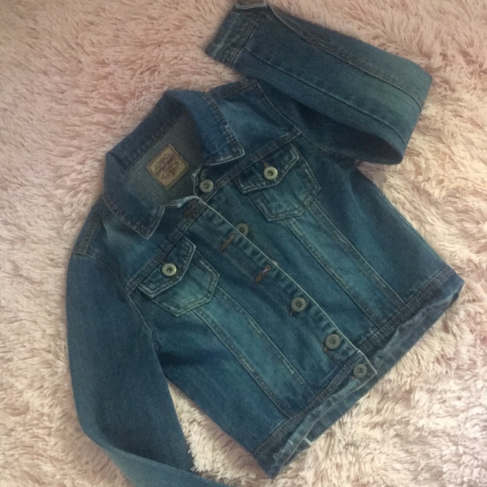 Highway Jeans Girl’s Slightly Distressed Button  Up Denim Jean Jacket